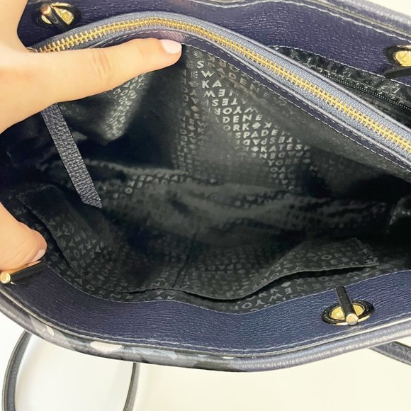 Kate Spade Briar Lane Night Rose Meena Satchel Leather Crossbody Bag Navy Floral - Picture 12 of 13